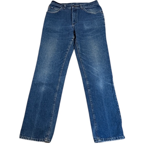 Lee Other - Vintage 90s Lee Straight Leg Jeans 100% Cotton Dark Blue Patch 1889 Button 31x33